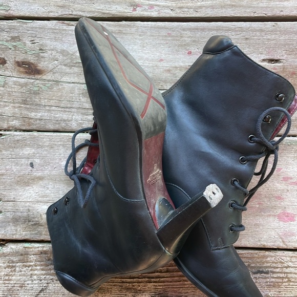 Vintage Markon Witchy Victorian Leather Upper Ankle Boots - Picture 6 of 8
